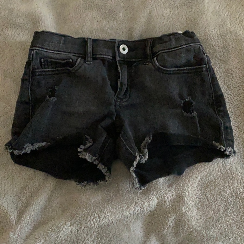 Abercrombie Kids Black Ripped Jean Shorts